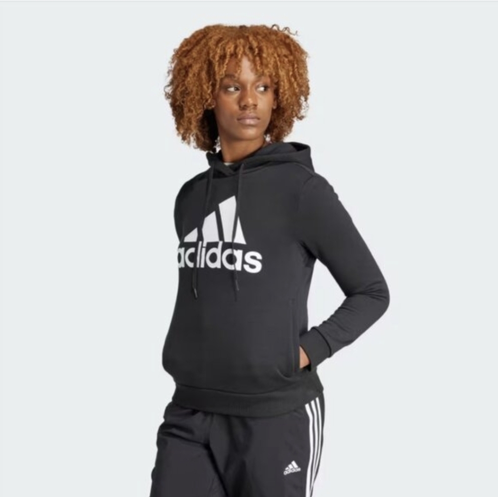 Adidas Women's Black Fleece lIned Logo Sweatshirt Hoodie Pullover Size (M) NWT!